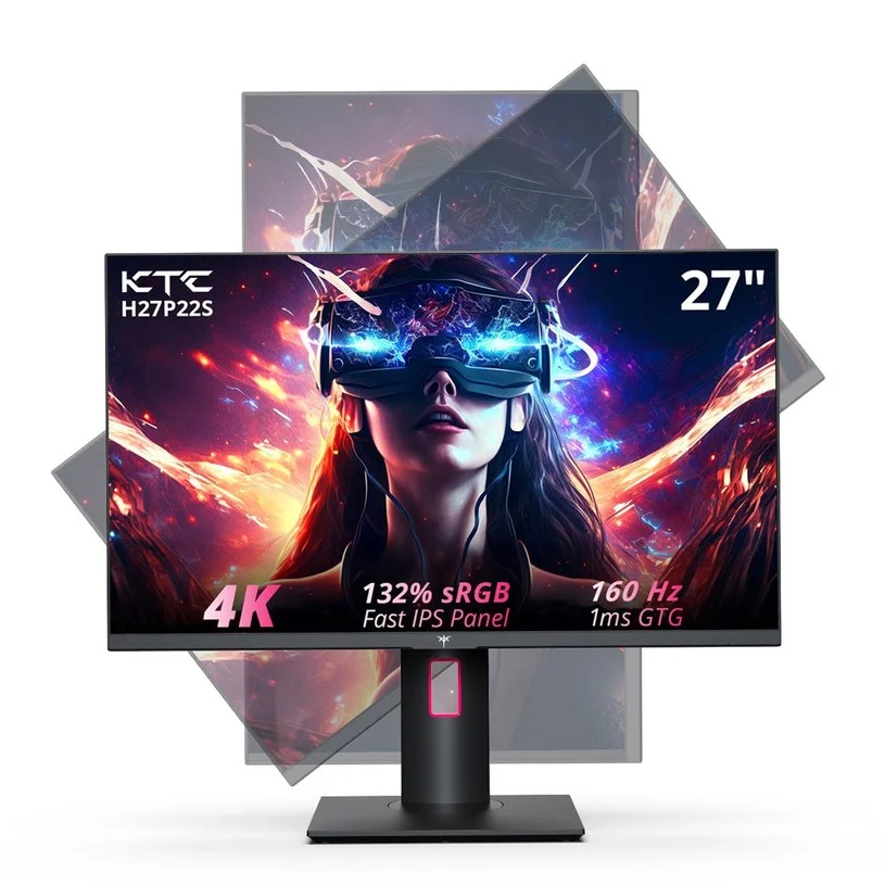 Like New - KTC H27P22S 27" Gaming Monitor, 3840x2160 UHD AUO 7.0 FAST IPS Panel, HDR400, 160Hz Refresh Rate, 1ms Response Time, 132%sRGB, Compatible with FreeSync and G-SYNC, Low-blue Light, 2*HDMI2.1 2*DP1.4 1*USB2.0, Adjustable Stand & VESA Mount