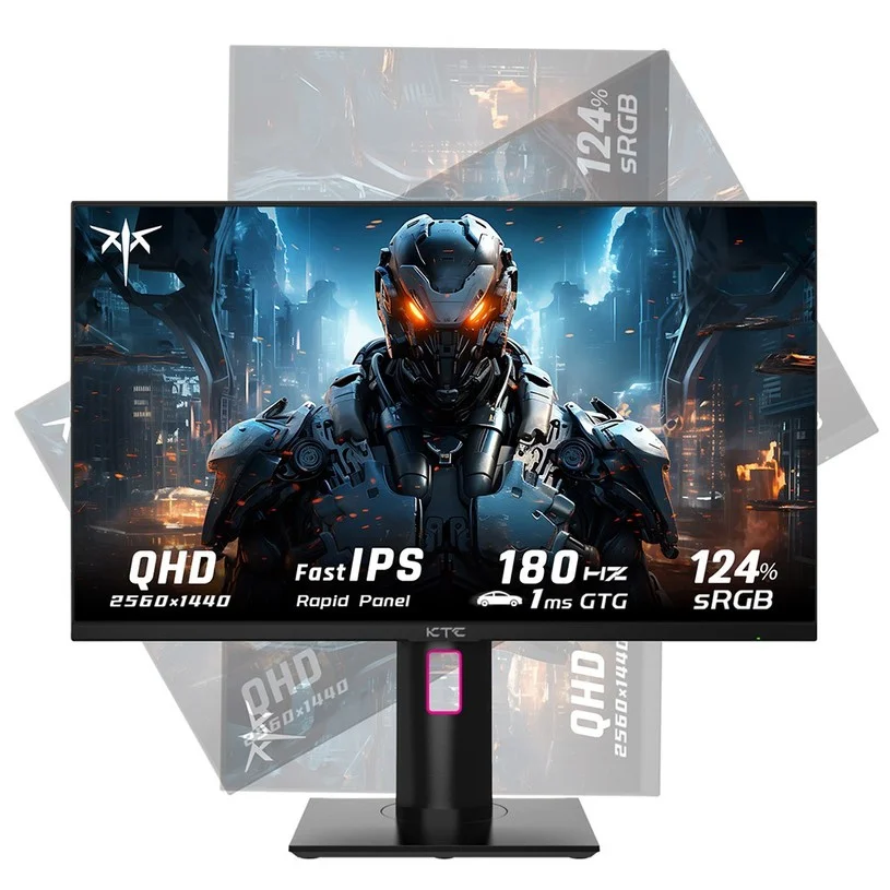 Like New - KTC H27T22 27" Gaming Monitor 2560x1440 QHD 16:9 ELED 180Hz Fast IPS Panel Screen 1ms GTG Response Time 99% sRGB HDR10 Low Motion Blur Compatible with FreeSync G-SYNC USB 2xHDMI2.0 2xDP1.4 Audio Out Horizontal & Vertical Rotated VESA Mount