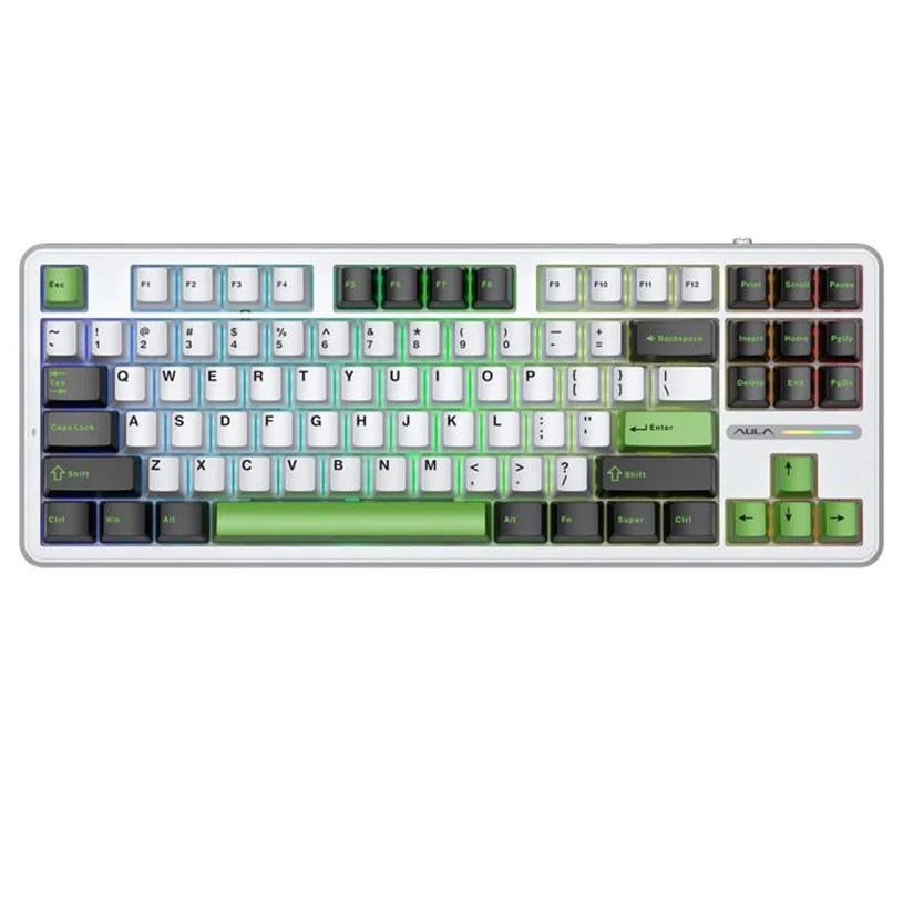 AULA F87 Tri-Mode Wireless Mechanical Keyboard, 87-Key TKL, LEOBOG Graywood V3 Switch, Gasket Mount, RGB Backlit, Hot-Swappable, 4000mAh Battery