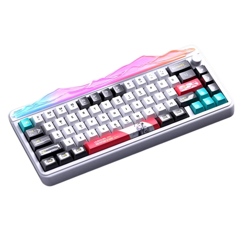 LEOBOG Hi65 Tri-Mode Wireless Mechanical Keyboard, 65% Layout, Gasket Mount, Hot-Swappable Jasper Linear Switch, PBT Dye-Sublimation Keycaps, RGB Backlight, 4000mAh Battery, Type-C/2.4G/Bluetooth - White