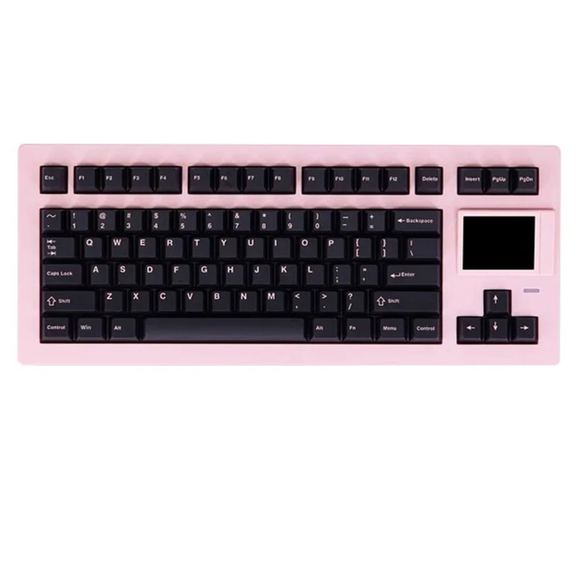 SP-STAR D82 PRO Wireless Mechanical Keyboard, 80% Compact Layout, Tri-Mode 2.4G/Bluetooth/USB-C, 2.4-Inch IPS Screen, Hot-Swappable White Switch V2 Linear, PBT Keycaps, RGB Backlight, Gasket Mount - Pink & Black