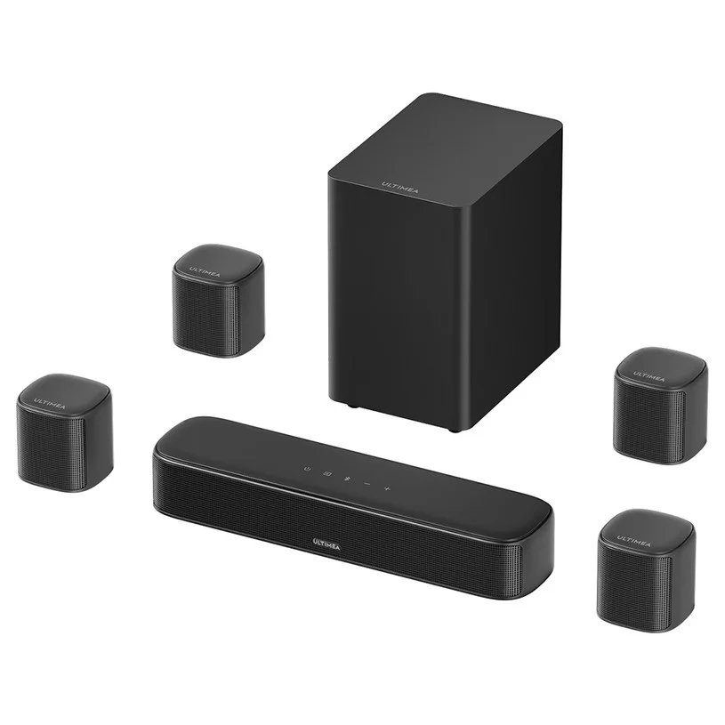 Ultimea Aura S4T 7.1 Soundbar Subwoofer Speaker Kit, 4 Surround Speakers, 360° Virtual Surround Sound, APP Control, 10-Band Equalizer, 121 Preset EQ Settings, HDMI eARC, Bluetooth 6.0