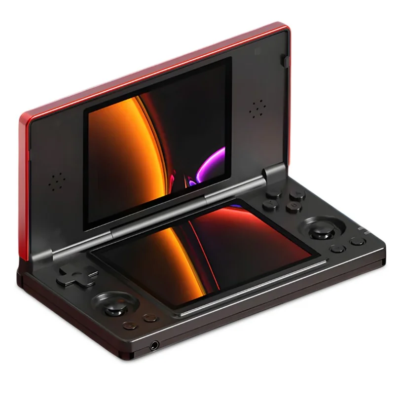 ANBERNIC RG DS Dual Screen Game Console, 256GB TF Card, 4 inch 640*480 IPS Touchscreen, RK3568 Quad-core, 3GB+32GB, Android 14, 6 Hours of Playtime, 20+ Emulators - Black Red