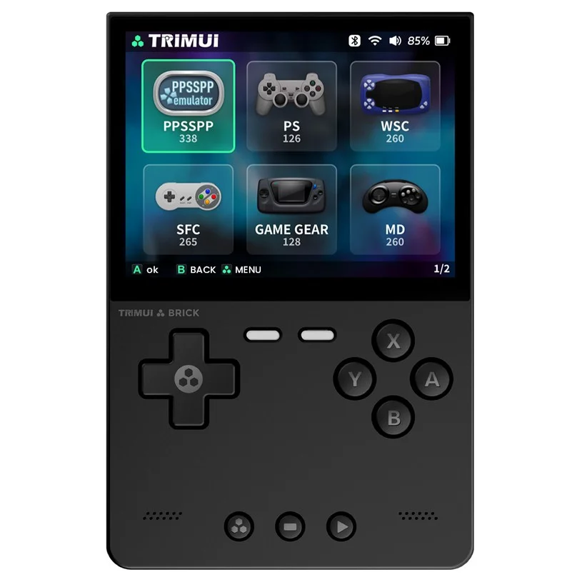 Trimui Brick Handheld Game Console, 256GB TF Card, 3.2-inch 1024*768 IPS Screen, 8GB eMMC Storage, 5 Hours Battery Life, Type-C Fast Charging - Black