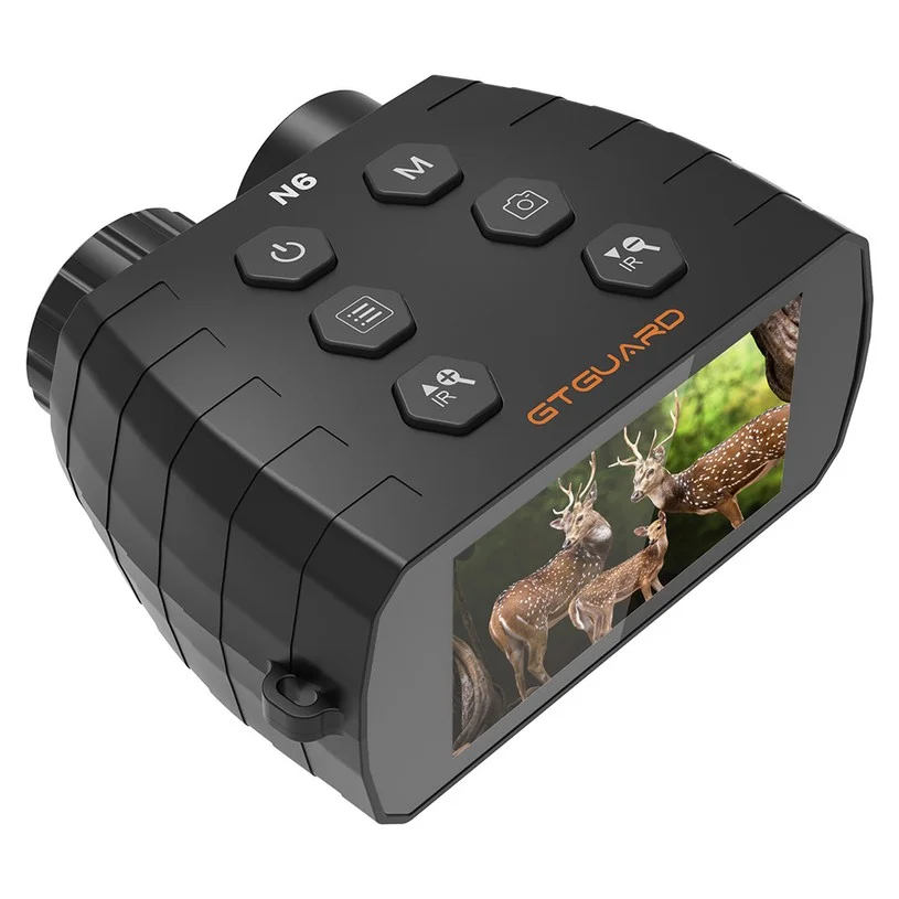 GTGUARD N6 Night Vision Binoculars, 300m IR 850nm, 12MP, 1080P, 2.95” TFT Display, 5X Digital Zoom, F1.4 Lens, 2000mAh Battery, USB-C, TF Card Support up to 128GB, PC Camera, 12 Languages
