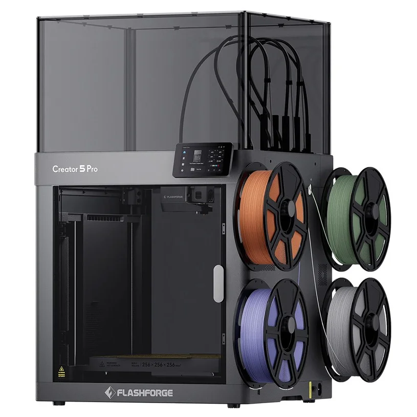 Flashforge Creator 5 Pro 3D Printer, 4 Independent Toolheads, 300mm/s High-Speed, Zero Purge Waste, 65°C Heated Chamber, Enclosed Multi-Color & Multi-Material