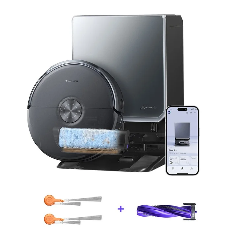 Narwal Flow 2 Robot Vacuum & Mop + 1 Pair Side Brushes + Roller Brush
