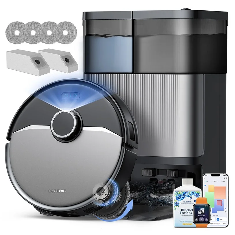 Ultenic M50 Robot Vacuum and Mop, 20,000Pa Suction, Hot Water Self-Wash & Drying, LiDAR Navigation, Self-Emptying Station, Carpet Boost, 180-Min Runtime