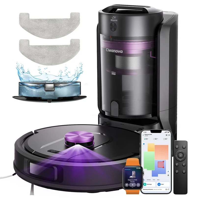 Vactidy W15 Robot Vacuum Cleaner, 10000Pa Strong Suction, 360° LiDAR Navigation, 4L Bagless Auto-Empty Station, 3200mAh Battery, 180-Min Runtime, 3-in-1 Cleaning (Vacuum/Sweep/Mop), 5 Maps Storage, App/Voice Control