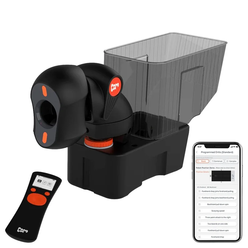 PONGBOT Nova S Pro Table Tennis Serving Robot, 264 Built-in Training Programs, 150 Ball Capacity, 60r/s Max Spin, 15m/s Max Ball Speed, 30–90 Balls/Min Frequency, 9 Spin Types, Bluetooth & APP Control
