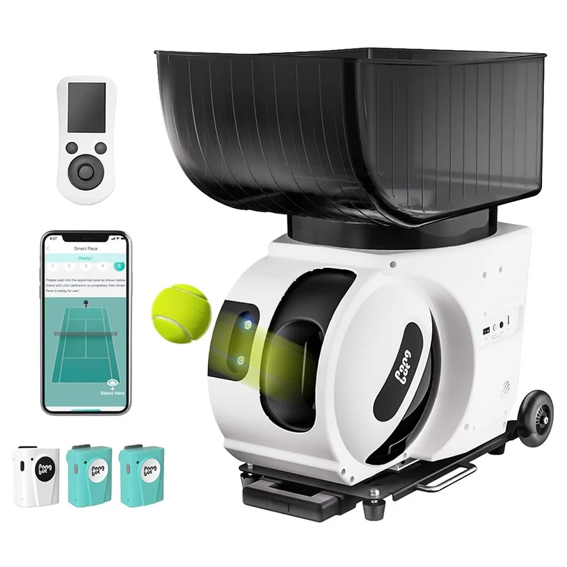PONGBOT Pace S Pro AI Tennis Ball Machine, 130km/h Speed, 60rps Spin, 564+ Drills, AI Movement Tracking, Full-Court Training, App & Remote Control