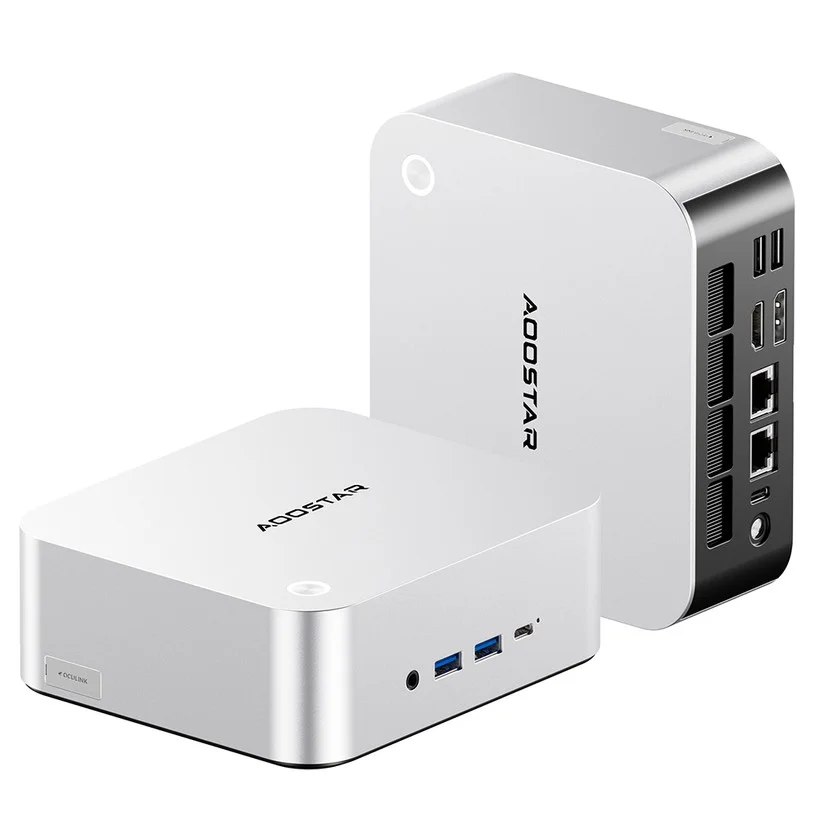 AOOSTAR MACO Mini PC, AMD Ryzen 7 H 255 Processor 8-Core 16-Thread Up to 4.9GHz, Radeon 780M Graphics, 24GB DDR5 5600MHz RAM, 1TB PCIe 4.0 SSD, OCuLink eGPU Support, Dual 2.5G LAN, WiFi 6, USB4*2, Quad Display Output