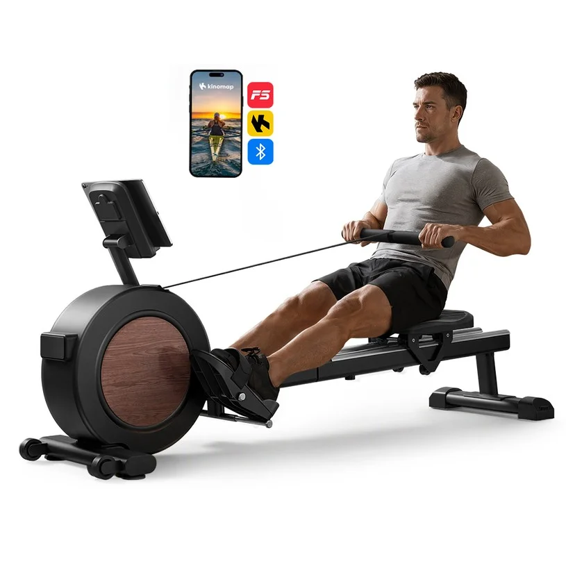 ROBORE RW505 Electromagnetic Magnetic Rowing Machine, 16 Levels Resistance, Bluetooth Smart App, <20dB Ultra Quiet, 120cm Extended Slide Rail, 160kg Max Load, Vertical Storage Home Full-Body Fitness Rower