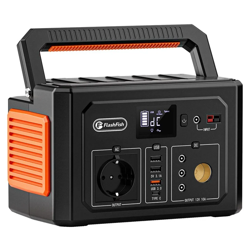 Flashfish K53 Portable Power Station, 400Wh Capacity, 109200mAh Lithium-ion Battery, 400W AC Output, 9 Outputs, QC3.0 USB-A/USB-C, 15V/4A DC Input, 3 Charging Methods, Built-in LED Light