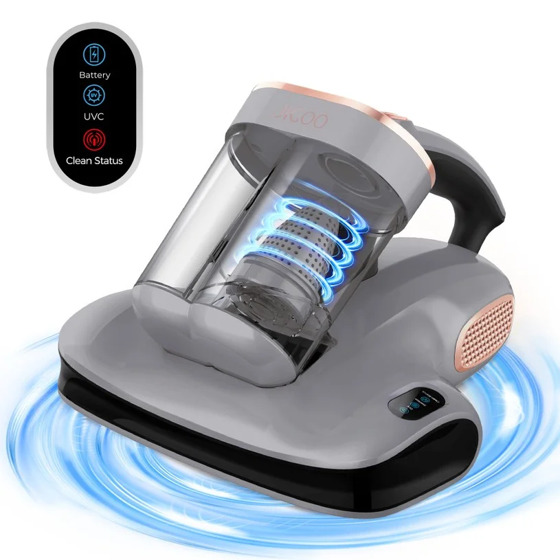 Refurbished JIGOO S100 Cordless Mattress Vacuum Cleaner, Dual-Cup Filtration, 10000Pa Suction, 150W Brushless Motor, 80,000/min Tapping, UV-C & 55°C Hot Air Sterilisation