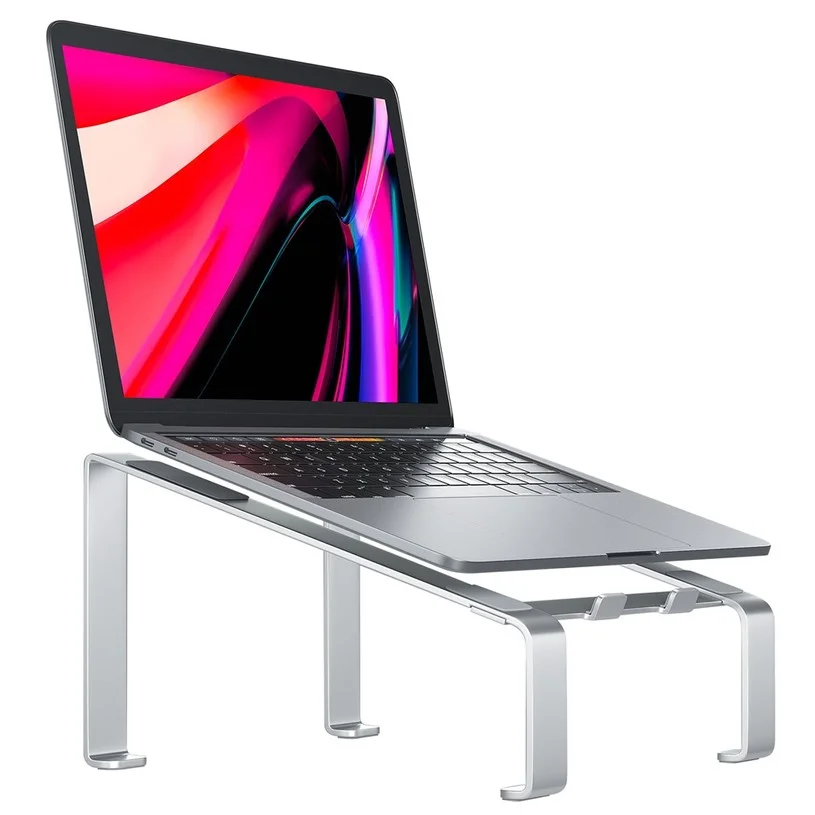 Splendz U-Shaped Laptop Stand, 4mm Aluminum Alloy, Compatible with 11–17 Inch Laptops, 20kg Load Capacity, 5.9-Inch Ergonomic Riser, Anti-Slip Design - Silver