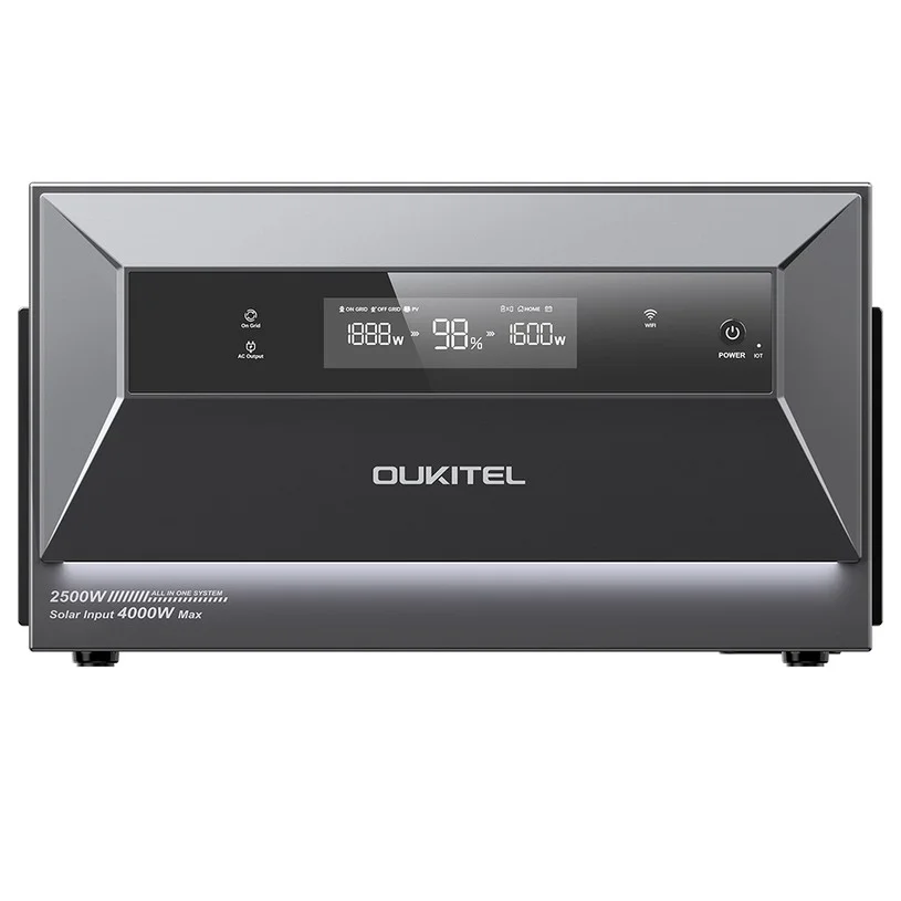 OUKITEL EP2500 Portable Power Station, 2500W Output, 2048Wh LiFePO4 Battery, 4000W Solar Input, 4 MPPT, 2500W On-Grid Output, 3000W Bypass Power, 16.384kWh Expandable Capacity, 4000+ Cycles, IP65