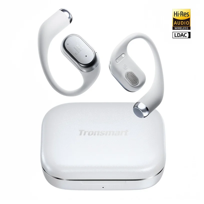 Tronsmart OpenFly 2 Pro Open Ear Headphones, Hi-Res Audio, 12mm Driver, LDAC, 4 Mic AI Noise Reduction, Up to 40H Playback, App Control - Pearl White