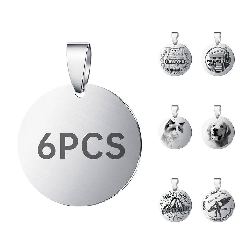 6PCS Mecpow AS6 20mm Round Pet Tags - Silver
